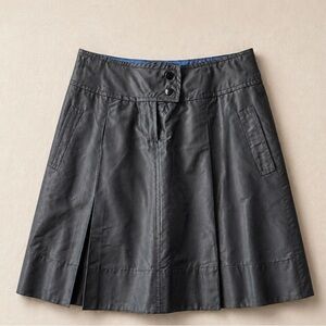 J. Crew 100% Silk Black A-Line Skirt Pleated Midi Petite 0P Classic Workwear